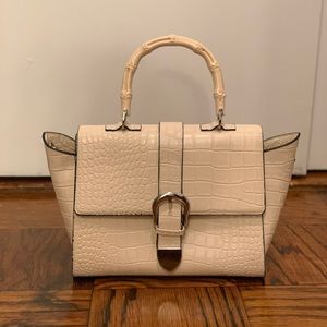 Blush pink croc skin purse